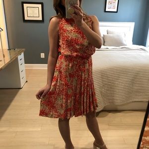 NWT Lauren Ralph Lauren Coral Floral Cocktail Dress with Pleated Skirt 4